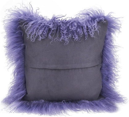 SARO LIFESTYLE Mongolian Lamb Fur Poly Filled Throw Pillow