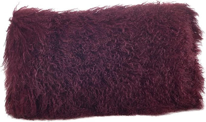 SARO LIFESTYLE Mongolian Lamb Fur Poly Filled Throw Pillow