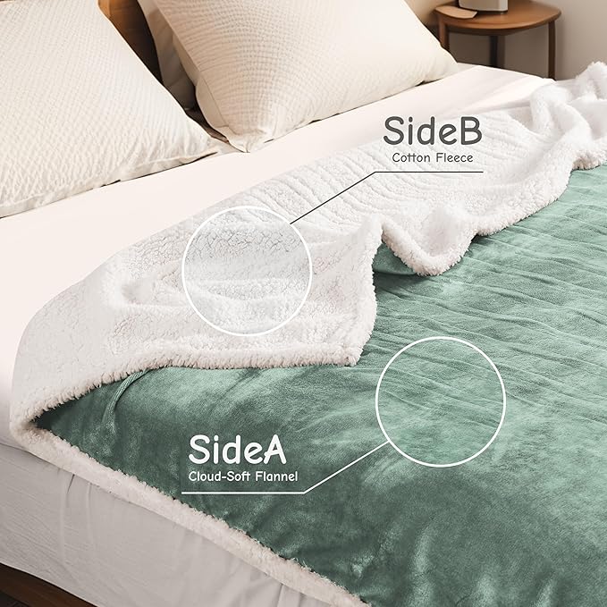 Electric Heated Blanket Throw Size 50"x60", Soft Flannel with Overheat Protection, 9 Adjustable Heat Settings & 10-Hour Auto-Off Timer, Fast Heating for Winter Comfort, Light Green