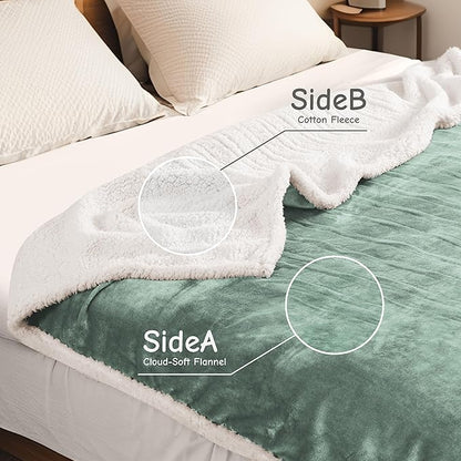 Electric Heated Blanket Throw Size 50"x60", Soft Flannel with Overheat Protection, 9 Adjustable Heat Settings & 10-Hour Auto-Off Timer, Fast Heating for Winter Comfort, Light Green