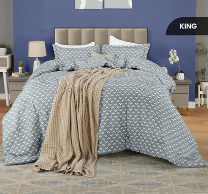 King Comforter Set 3 Piece Arrow White by Utopia Bedding Printed Comforters King Size Bedding Comforters Set Down Alternative Soft Bed Set 1 Comforter(90 x 102 inches) 2 Pillow Shams(20 x 36 inches)