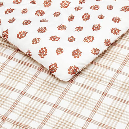 Amazon Basics Lightweight Polyester Microfiber Comforter Set, 3-Pieces, Off White Floral, King