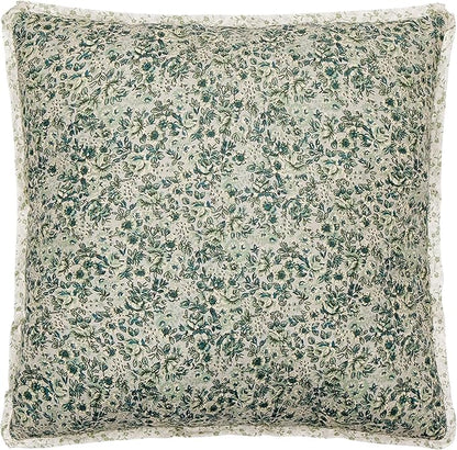 Modern Heirloom Harper Green Floral Embroidered Square Decorative Pillow, 16x16