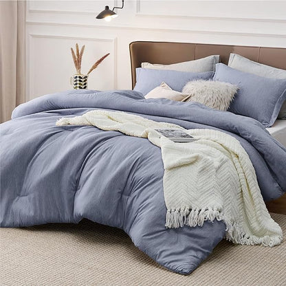 Bedsure Full Comforter Set - Navy Blue Soft Bedding for All Seasons, Cationic Dyed Bed Set, 3 Pieces, 1 Full Size Comforter (82"x86") and 2 Pillow Shams (20"x26"+2")