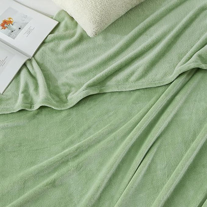 Hansleep Fleece Sage Green Queen Blanket, Super Soft Flannel Fuzzy Plush Cozy Blanket for All Seasons, Sage Green, Queen 90x90 Inches