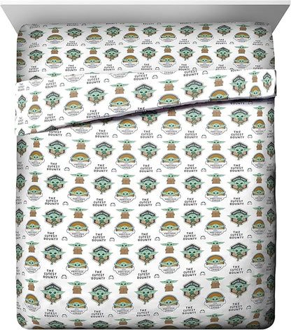 Jay Franco Star Wars The Mandalorian The Child 5 Piece Queen Bed Set - Includes Reversible Comforter & Sheet Set - Bedding Features Baby Yoda - Super Soft Fade Resistant Microfiber Official Product