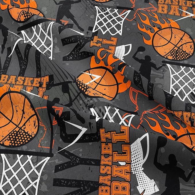 NINENINE Basketball Bedding Set, Twin Size Comforter Sets for Boys,Sports Bedding Sets Basketball Comforter Sets for Kids(1Comforter, 1Flat Sheet, 1Fitted Sheet, 2Pillowcases)