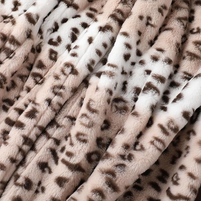 Electric Heated Blanket Throw Size 50"x60", Fast Heating Throw, Soft Microplush for Sofa & Office,6 Heating Levels & 1-10 Hours Auto Off, Machine Washable, Gifts for Family-Leopard Print, Beige