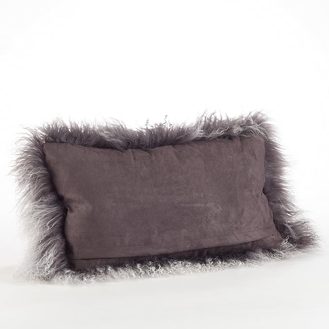 SARO LIFESTYLE Mongolian Lamb Fur Poly Filled Throw Pillow