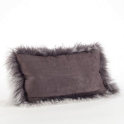 SARO LIFESTYLE Mongolian Lamb Fur Poly Filled Throw Pillow