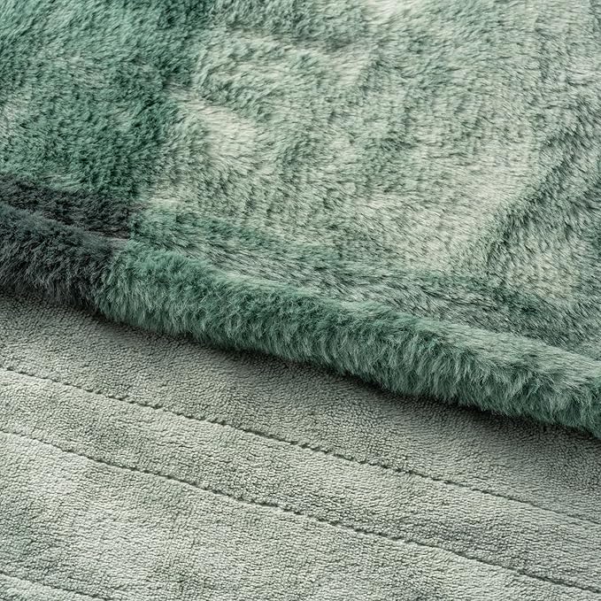Berkshire Blanket Heated Throw Blanket, Grace Fur to Loftmink Reversible Electric Throw with 4 Heat Levels, Fast Heating Printed Throw for Couch and Bed, Auto Shut-Off Feature (50"x60")