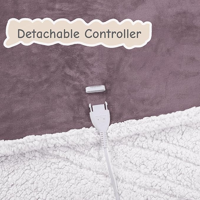 Electric Heated Blanket Twin Size 62"x84", Soft Flannel with Overheat Protection, 9 Adjustable Heat Settings & 10-Hour Auto-Off Timer, Fast Heating for Winter Comfort, Purple