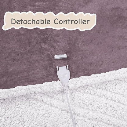 Electric Heated Blanket Twin Size 62"x84", Soft Flannel with Overheat Protection, 9 Adjustable Heat Settings & 10-Hour Auto-Off Timer, Fast Heating for Winter Comfort, Purple