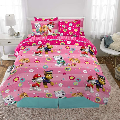 Paw Patrol Girls Kids Bedding Super Soft Comforter And Sheet Set With Sham, 7 Piece Full Size, (Official) Nickelodeon Product By Franco