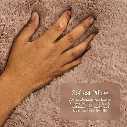 UnHide Squish Lumbar Pillow - Faux Fur Pillow - Extra Soft Throw Pillow - Rectangular Shaped, Polyester Fill - Machine Washable - Perfect for Living Room Or Bedroom - 10” x 18” - Chocolate