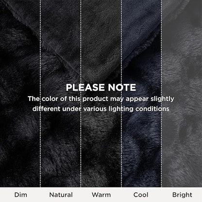 Bedsure GentleSoft Fluffy Fuzzy Black Throw Blanket for Bed, Soft Cozy Fleece Faux Fur Blanket for Couch, Black Room Decor Minky Velvet Sofa Cover, Thick Warm Plush Bedding Cozy Gifts for Women Men