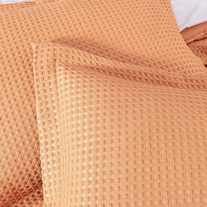 Chezmoi Collection Wilmer 3-Piece King Comforter Set, Toffee Brown, Soft and Cozy Lightweight Waffle Weave Comforter Bedding for All Season