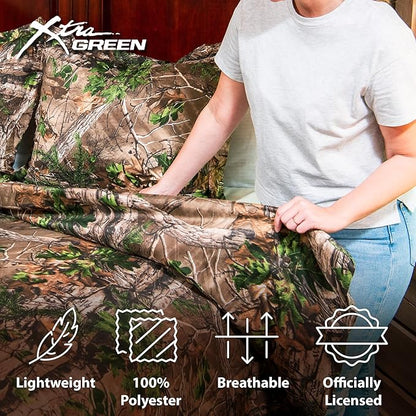 Northwest Realtree King Size 1 Comforter and 2 Sham Set, All Seasons, Men and Women Soft Cabin Bedding, Xtra Green Camo