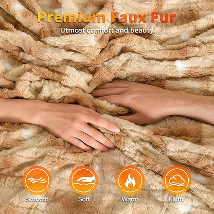 WOOMER Electric Fast Heated Blanket, Double Sided Luxurious Soft Faux Fur, Twin Size 62"x 84", ETL Certificated, 10 Heating Levels, 0.5-12H Auto Off, Machine Washable, Overheat Protection