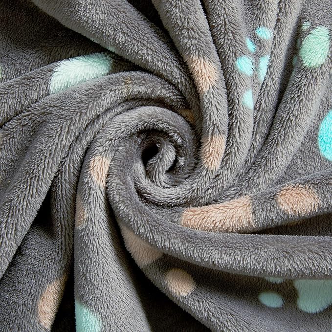 Allisandro Super Soft and Premium Fuzzy Flannel Fleece Pet Dog Blanket, The Cute Print Design Washable Fluffy Blanket for Puppy Cat Kitten Indoor Outdoor, Grey, 32 x 24 Inches