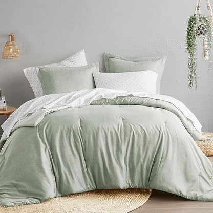 Comfort Spaces Queen 7 Pieces Comforter Set, Boho Bed Sets for Queen Size, Farmhouse Bedding Sets with Comforter, Gift Bed in a Bag with Comforter, Sheets, Pillowcases, and Shams, Queen, Sage Green