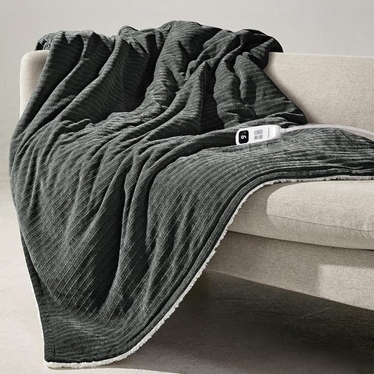 Heated Throw Blanket, 50"x60"Ultra Soft Cozy Chenille Electric Blanket with 10 Heating Levels & 2-10H Auto-Off, Fasting Heating for Couch/Bed, ETL Certified, Machine Washable(Grey)