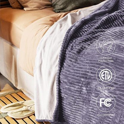 Heated Blanket Full Size 72"x84",ETL Certification- 10 Heating Levels Electric Blanket&1-10 Hour Auto Off,Heating Blanket with Dual Controller(Purple)
