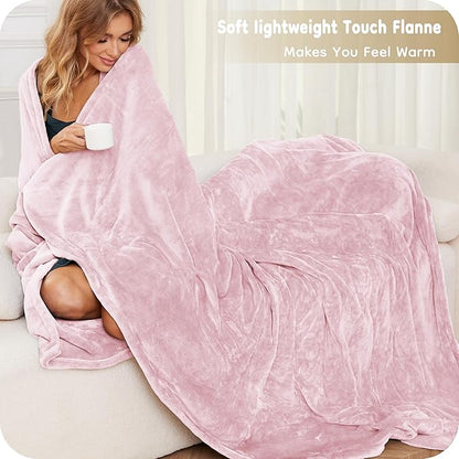 Electric Heated Blanket Queen Size 84"x90", with Dual Control Breathable & Luxurious Flannel, with 4 Heating Levels & 10 Hours Auto-Off, Fast Heating, Machine Washable, for Bedding -Light Pink