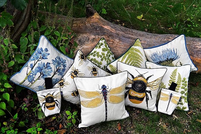 McAlister Textiles Decorative Tapestry Throw Pillow Cover Scatter Cushion with Dragonfly Tapestry Design for Lounge, Bedroom & Garden 17x17 Inches Bugs Life Range