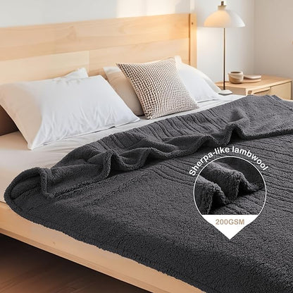 Electric Heated Blanket Twin Size 62"×84" with 9 Heating Levels & 1-10Hs Auto Off, Heating Blankets Double Sided Plush Sherpa, Energy Efficient, Machine Washable, Dark Gray