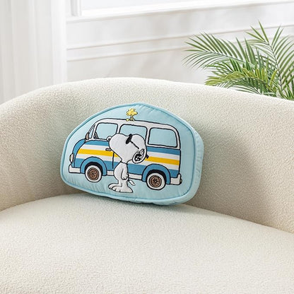 Berkshire Peanuts® Plush Throw Pillow, Gift Idea, Snoopy Cute Character Shaped Cushion, Soft Cozy Decor for Bed Couch Chair(Snoopy Van Life Pillow All Colorways, 15.5’’ L)
