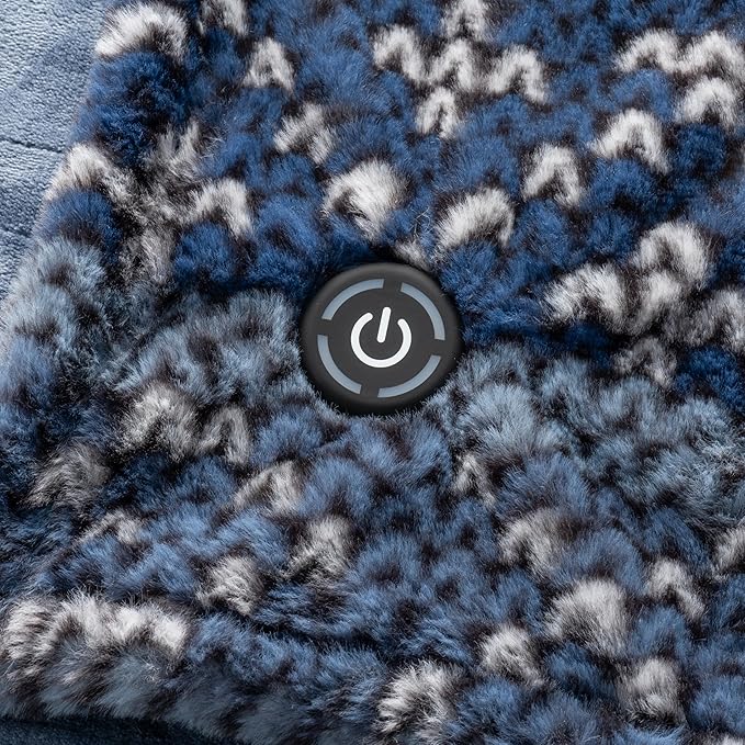 Berkshire Blanket Heated Throw Blanket, Grace Fur to Loftmink Reversible Electric Throw with 4 Heat Levels, Fast Heating Printed Throw for Couch and Bed, Auto Shut-Off Feature (50"x60")