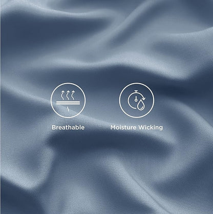 Bedsure Cooling Sheets Twin, Rayon Derived from Bamboo, Breathable & Soft Twin Sheets Set, Deep Pocket Up to 16 Inches, Hotel Luxury Silky Bedding for Hot Sleepers, Dusty Blue