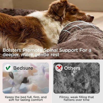 Bedsure Calming Dog Bed Medium Size Dog - 30in Donut Round Washable Medium Pet Bed,Anti-Slip＆Removable Cover,420GSM Anti-Anxiety Fluffy Plush Faux Fur,Fits up to 45 lbs Pets,Plus Version