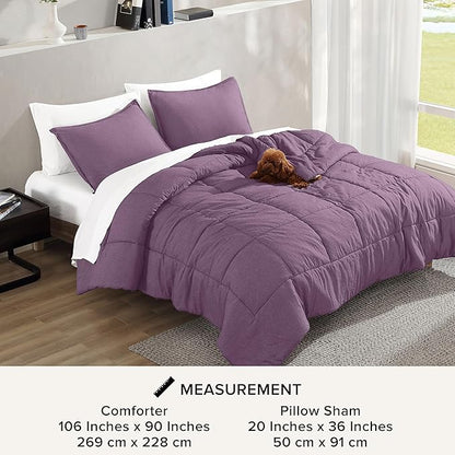 UGG Leonora Comforter Set with 2 Pillow Shams Lightweight Down Alternative Blanket Reversible Cozy Warm All Season Washable and Hypoallergenic Bedding Set, King, Purple Shadow