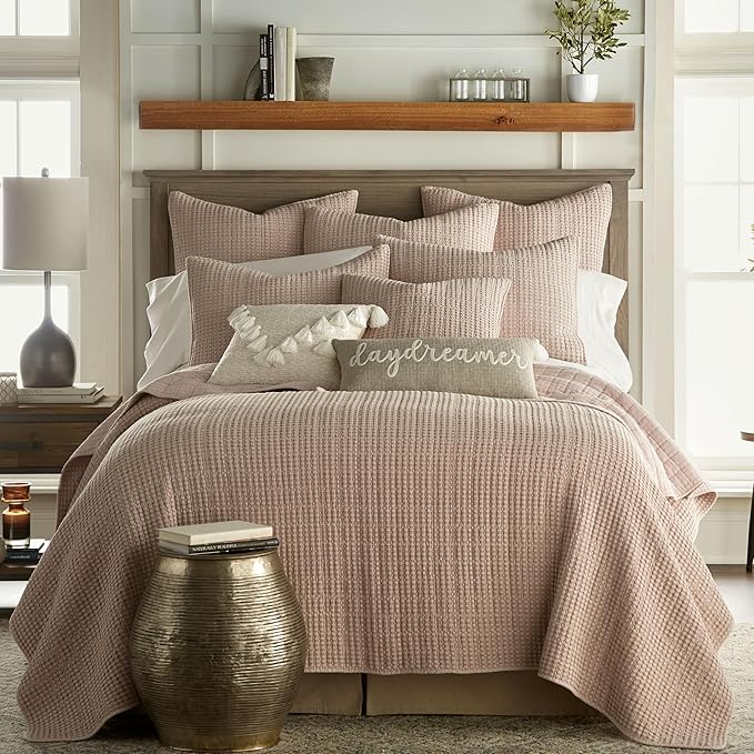 Levtex Home - Mills Waffle - Decorative Pillow - Poly Filled - Blush - Sham Size (20 x 20in.)