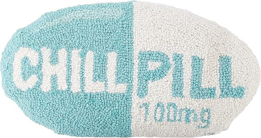 Peking Handicraft Chill Pill Hook Cotton Pillow, 16 inchesx9 inches, Turquoise