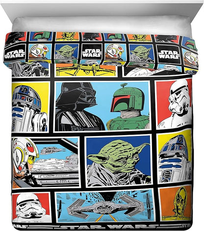 Jay Franco Star Wars Classic Grid 5 Piece Queen Bed Set - Includes Reversible Comforter & Sheet Set - Bedding Features Luke Skywalker - Super Soft Fade Resistant Microfiber