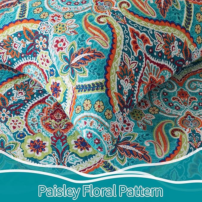 BEDIFANY Cotton Queen Quilt Set - Lightweight Queen Size Quilts Bedding Set for a Comfortable Sleep - Reversible Bedspread Coverlet (90 * 98 in) with Boho Pattern, 3 Pieces