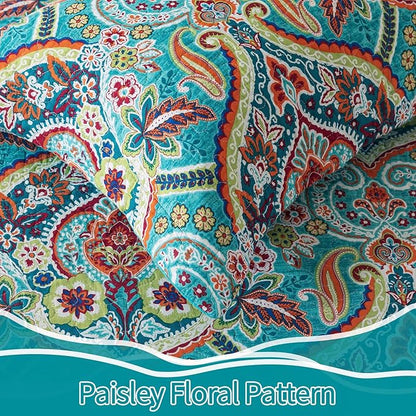 BEDIFANY Cotton Queen Quilt Set - Lightweight Queen Size Quilts Bedding Set for a Comfortable Sleep - Reversible Bedspread Coverlet (90 * 98 in) with Boho Pattern, 3 Pieces