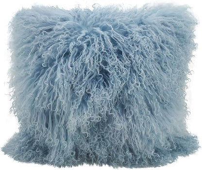 SARO LIFESTYLE Mongolian Lamb Fur Poly Filled Throw Pillow