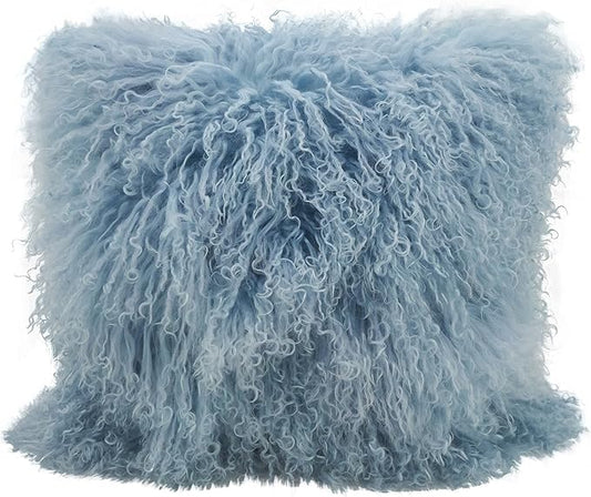 SARO LIFESTYLE Mongolian Lamb Fur Poly Filled Throw Pillow