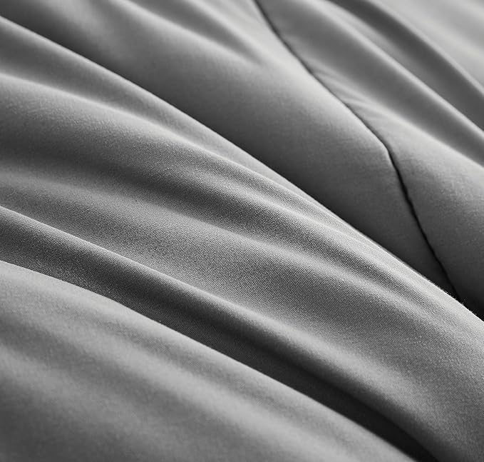 Maple&Stone Twin Comforter Set 5 Pieces Bed in a Bag - Down Alternative Bed Set with Sheets, Pillowcase & Sham, Soft Reversible Duvet Insert for Twin Bed, Dark Grey & Light Grey