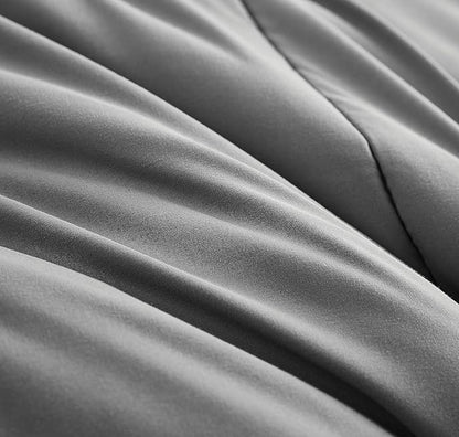 Maple&Stone Twin Comforter Set 5 Pieces Bed in a Bag - Down Alternative Bed Set with Sheets, Pillowcase & Sham, Soft Reversible Duvet Insert for Twin Bed, Dark Grey & Light Grey