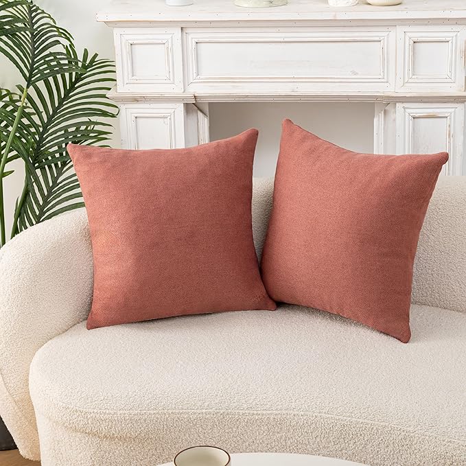 Decorative Couch Pillow Covers SofaThrow pillows with inserts included Bohemian-Style Country Cushion Cover Suitable for Beds, Sofas, Living Rooms, and Home Decor 2pack 18X18 inch.(Brick-Red)