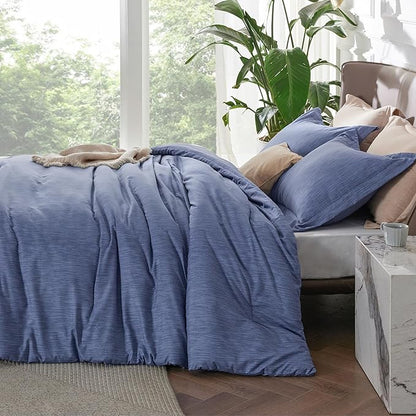 Bedsure King Size Comforter Set - Infinity Blue Soft Bedding for All Seasons, Cationic Dyed Bed Set, 3 Pieces, 1 King Size Comforter (104"x90") and 2 Pillow Shams (20"x36"+2")