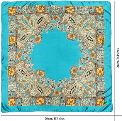 AWAYTR 35” Satin Large Square Head Scarves - 4PCS Silk Like Neck Scarf Hair Sleeping Wraps Satin Silk Scarfs for Women