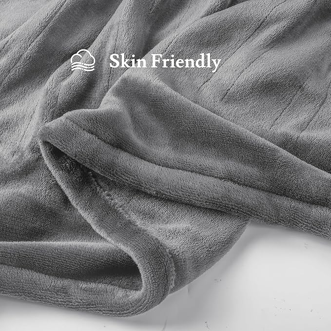 Electric Heated Blanket 72"x84" Full Size Flannel Fleece - 4 Heat Settings & 10H Auto Shut Off for Safe Overnight Use, Fast Heating, Machine Washable for Bed, Couch, Office - Light Grey