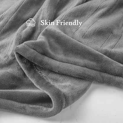 Electric Heated Blanket 72"x84" Full Size Flannel Fleece - 4 Heat Settings & 10H Auto Shut Off for Safe Overnight Use, Fast Heating, Machine Washable for Bed, Couch, Office - Light Grey