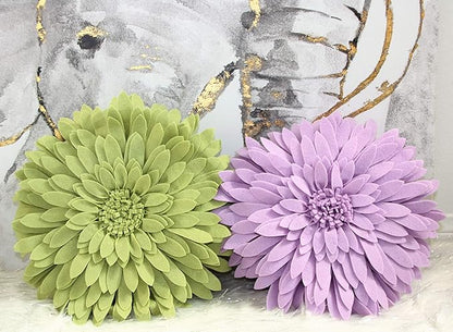 Flower Decorative Pillow - 3D Daisy Flower Pillow, Sunflower Throw Pillow -14.5 x 13 inch Round Decor Pillow - Flower Home Decorations - Couch & Bed, Accent Pillow (Case + Insert, Solid Lime)